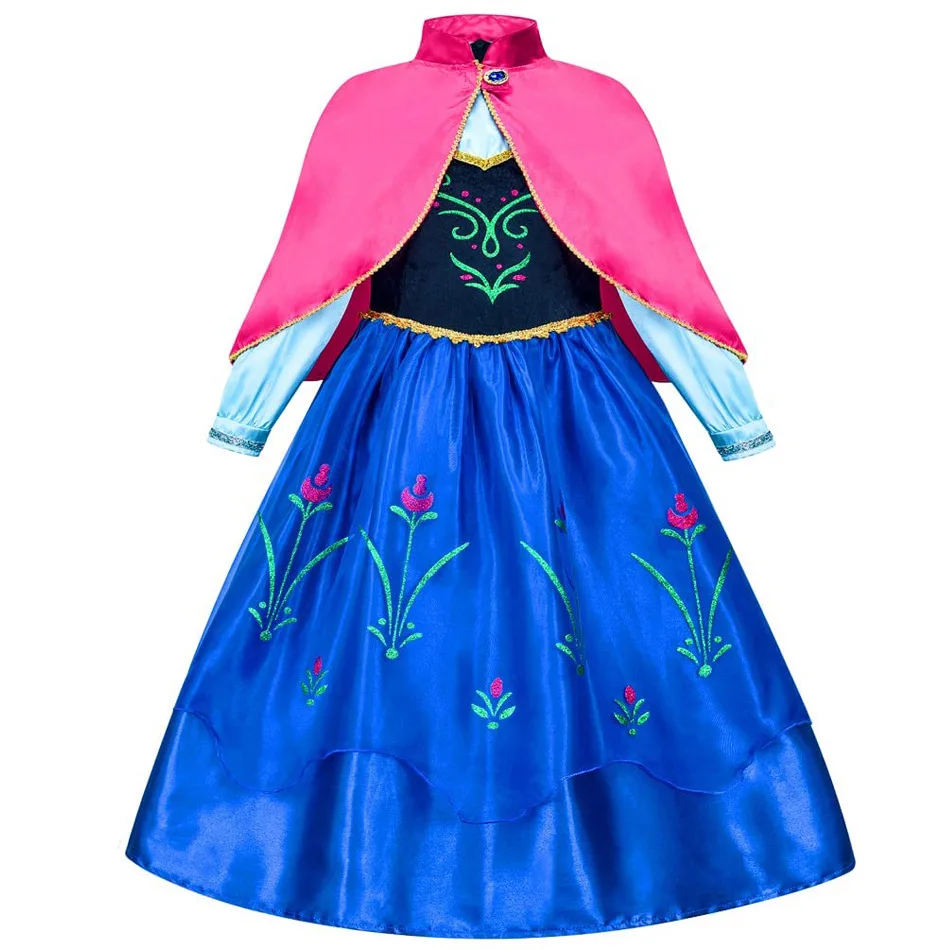 Girls Ice Fantasy Princess Mesh Ball Gown Kids Cosplay Dress for Halloween Carnival Birthday Theme Party Role Play Dress-Up