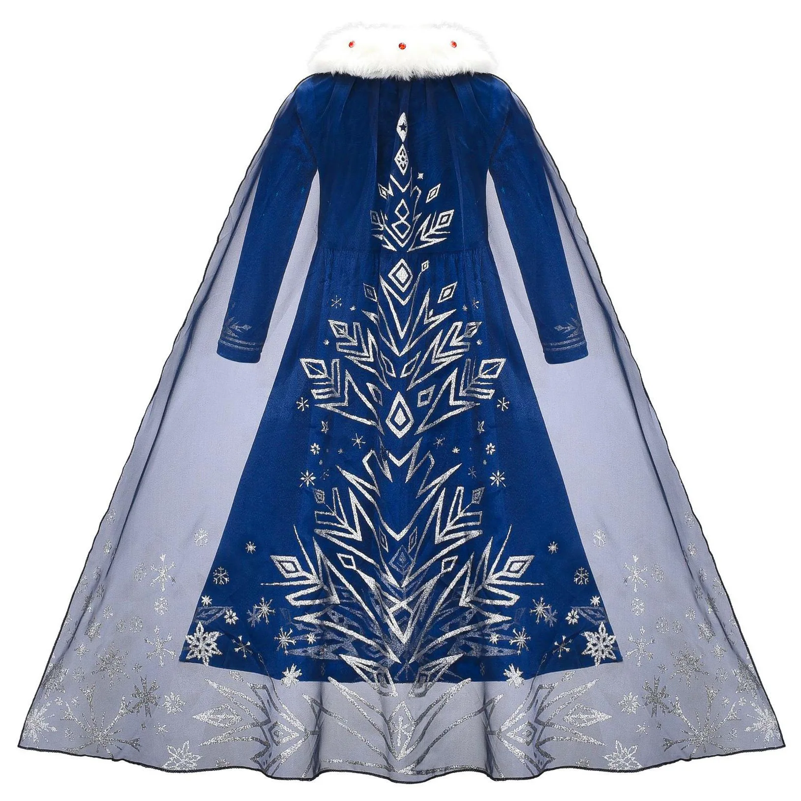 Girls Ice Fantasy Princess Mesh Ball Gown Kids Cosplay Dress for Halloween Carnival Birthday Theme Party Role Play Dress-Up