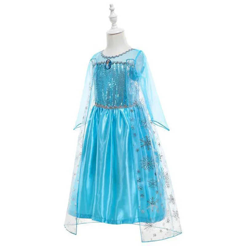 Girls Ice Fantasy Princess Mesh Ball Gown Kids Cosplay Dress for Halloween Carnival Birthday Theme Party Role Play Dress-Up