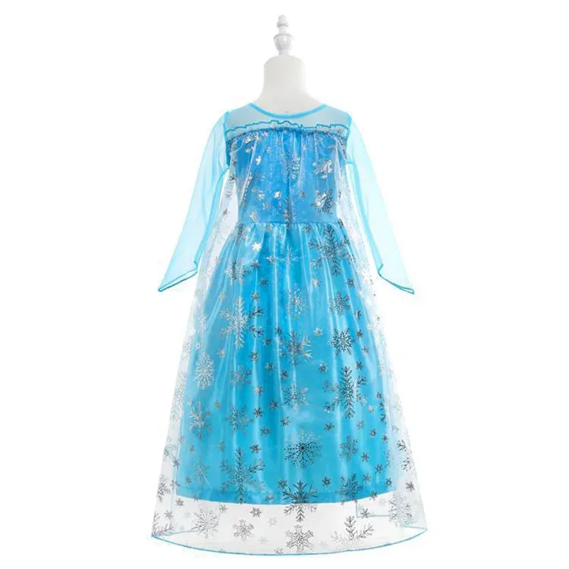 Girls Ice Fantasy Princess Mesh Ball Gown Kids Cosplay Dress for Halloween Carnival Birthday Theme Party Role Play Dress-Up