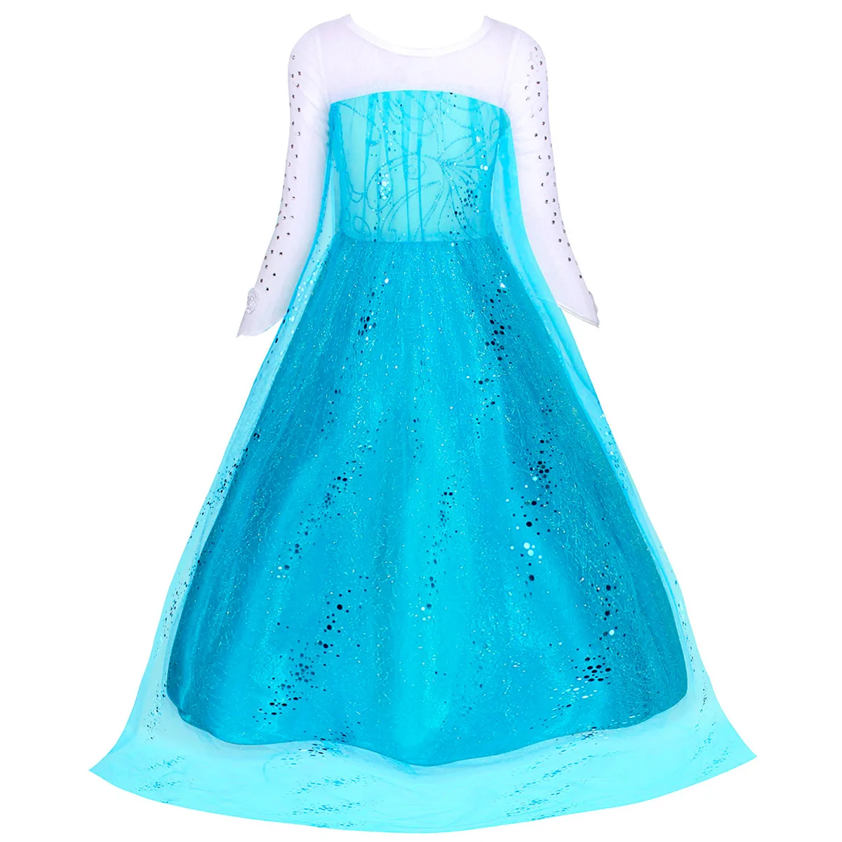 Girls Ice Fantasy Princess Mesh Ball Gown Kids Cosplay Dress for Halloween Carnival Birthday Theme Party Role Play Dress-Up