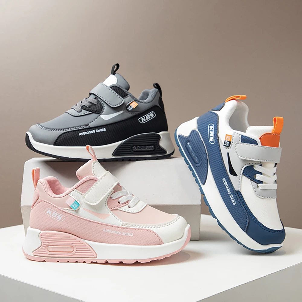 PU Leather Sport Shoes For Children 2025 Trend Fashion Kid's Sneakers Soft-soled Outdoor Boy's Girl's Running Shoes