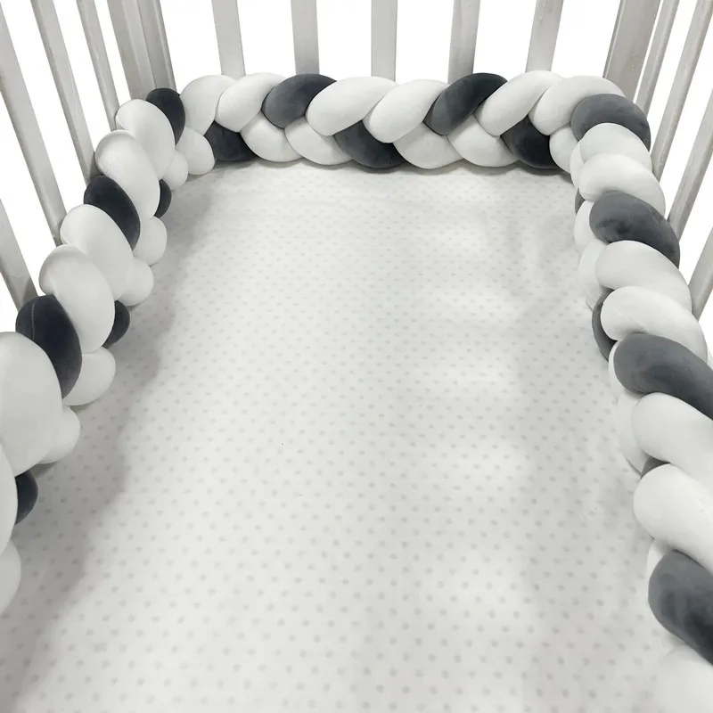 3 Shares Toddler Baby Bed Bumpers In The Crib Newborn 1M/2M/3M/4M Baby Crib Protector Bed Braid Knot Cushion for Infant Kids