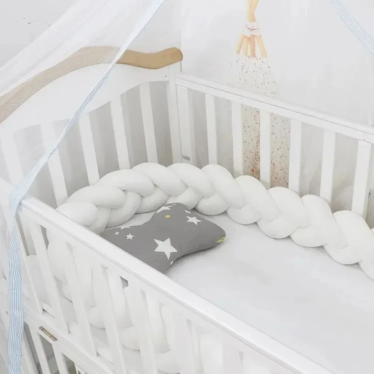 3 Shares Toddler Baby Bed Bumpers In The Crib Newborn 1M/2M/3M/4M Baby Crib Protector Bed Braid Knot Cushion for Infant Kids