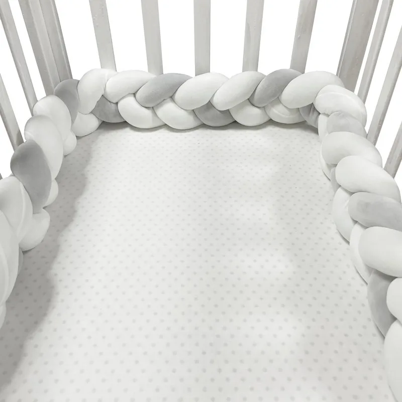 3 Shares Toddler Baby Bed Bumpers In The Crib Newborn 1M/2M/3M/4M Baby Crib Protector Bed Braid Knot Cushion for Infant Kids