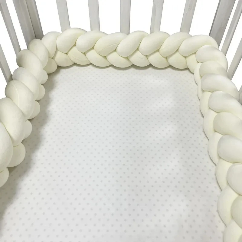 3 Shares Toddler Baby Bed Bumpers In The Crib Newborn 1M/2M/3M/4M Baby Crib Protector Bed Braid Knot Cushion for Infant Kids