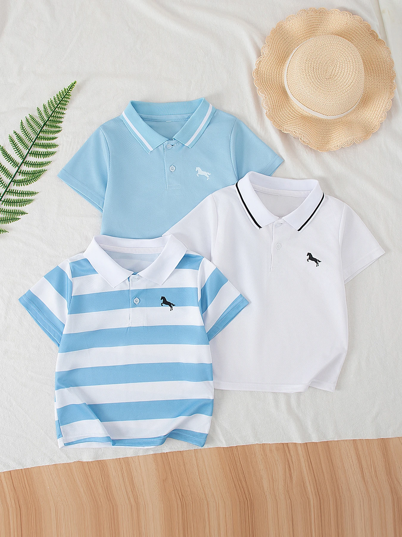 3-piece Set Of Children's Summer Fresh Combination Polo Shirt For Boys And Girls Versatile And Handsome Short Sleeved Lapel T-sh