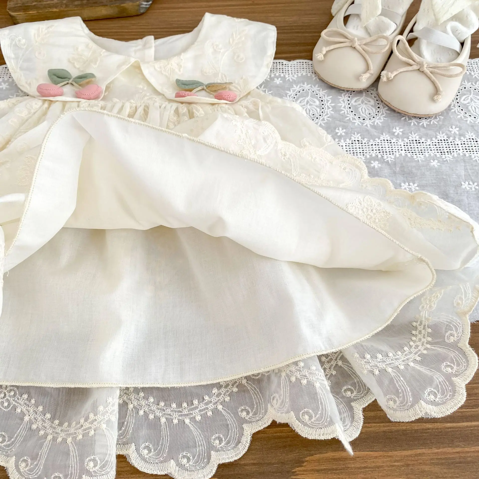 New Summer Dress for Girls, Sweet Flower Embroidered Princess Skirt, Lotus Leaf Edge Sleeveless Tank Top Skirt for Baby Girls