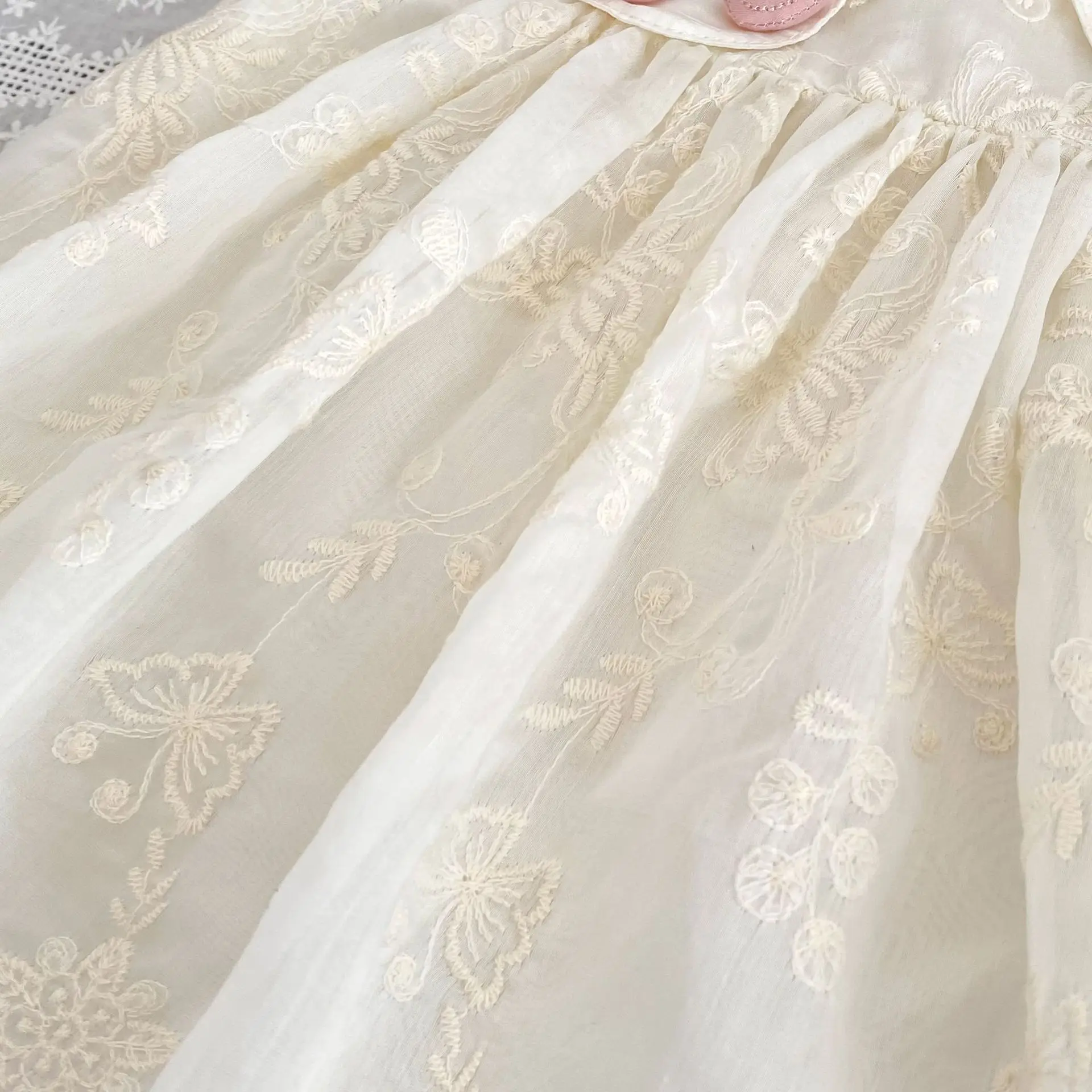 New Summer Dress for Girls, Sweet Flower Embroidered Princess Skirt, Lotus Leaf Edge Sleeveless Tank Top Skirt for Baby Girls