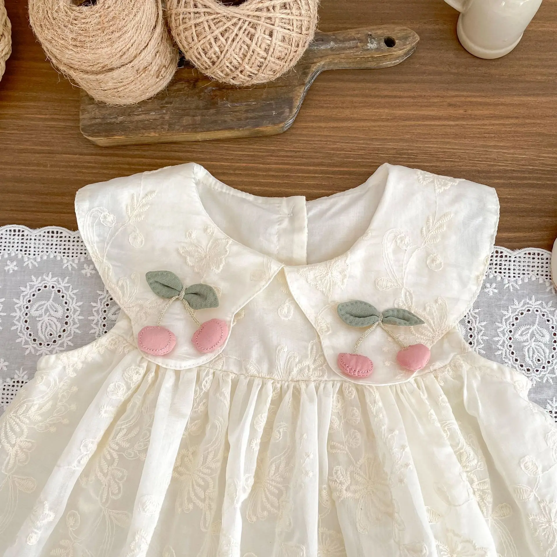 New Summer Dress for Girls, Sweet Flower Embroidered Princess Skirt, Lotus Leaf Edge Sleeveless Tank Top Skirt for Baby Girls
