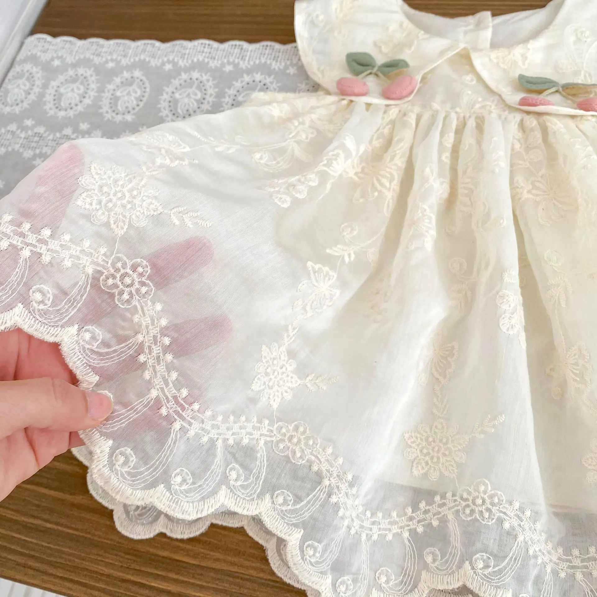 New Summer Dress for Girls, Sweet Flower Embroidered Princess Skirt, Lotus Leaf Edge Sleeveless Tank Top Skirt for Baby Girls