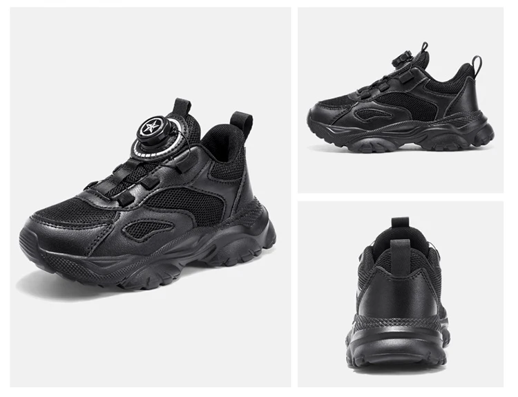 Children's Fashion Sports Shoes Breathable Student Black School Walking Shoes Anti-skid Boys& Girls Casual Running Sneaker