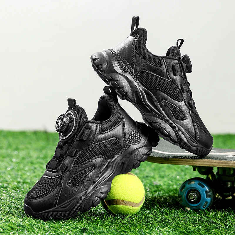 Children's Fashion Sports Shoes Breathable Student Black School Walking Shoes Anti-skid Boys& Girls Casual Running Sneaker