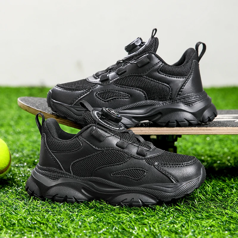 Children's Fashion Sports Shoes Breathable Student Black School Walking Shoes Anti-skid Boys& Girls Casual Running Sneaker