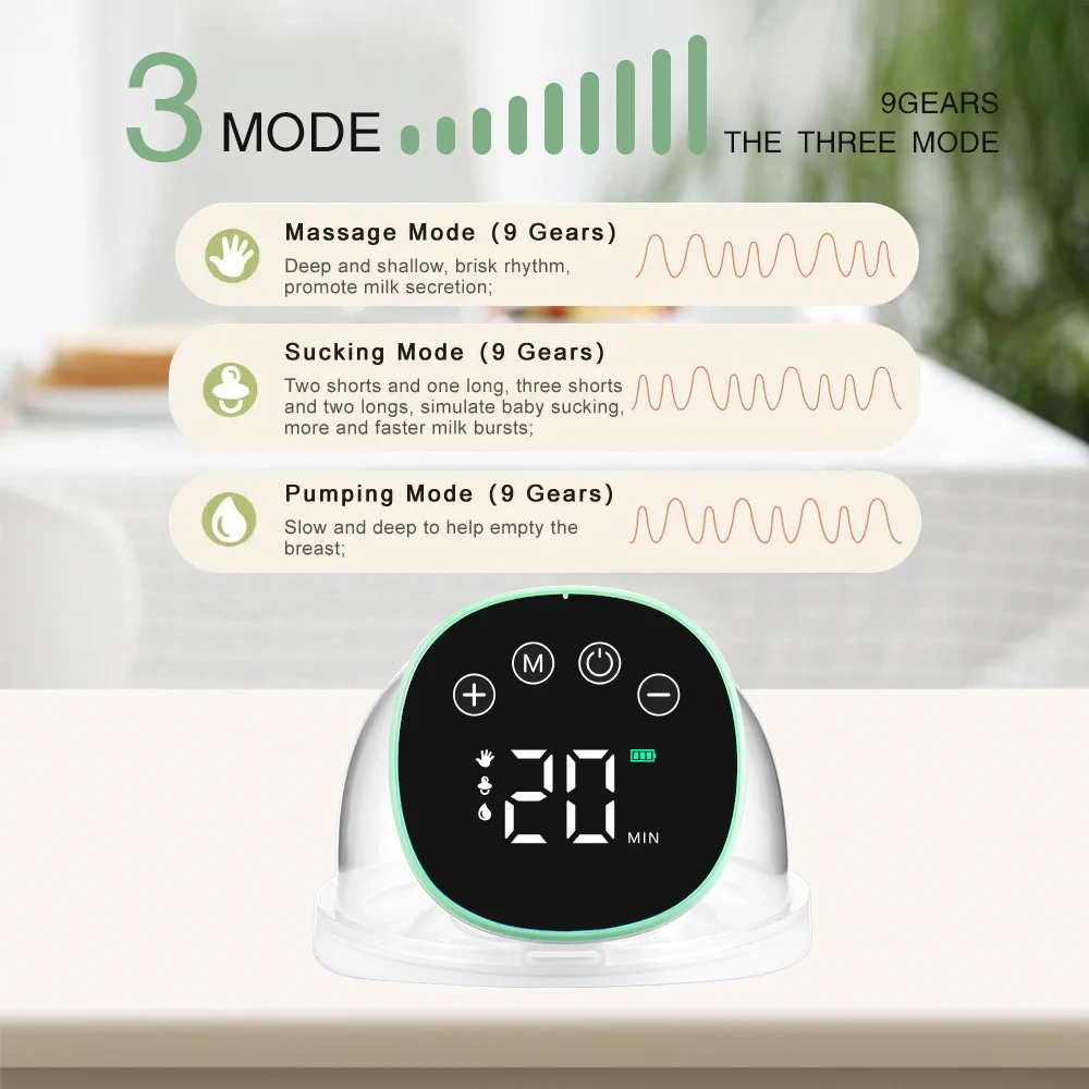 Wearable Hands Free Electric Breast Pump LED Display Anti‑Backflow Rechargeable Portable Milk Extractor Breastfeeding Tool