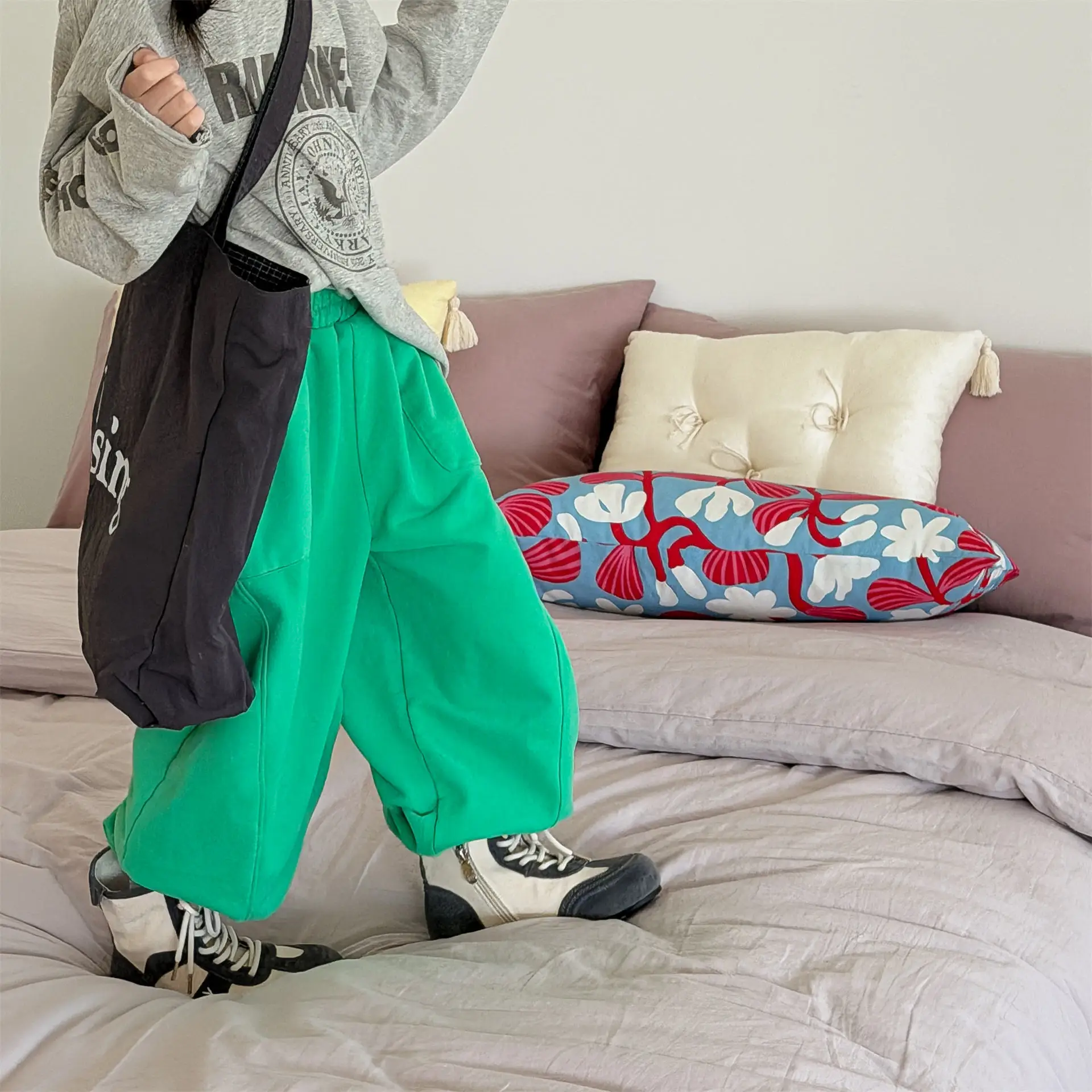 2026 Spring New Children Loose Sweatpants For Boys Girls Letter Casual Pants Baby Cotton Trousers Fashion Kids Clothes
