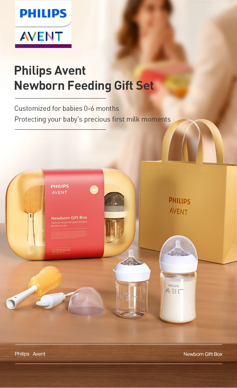 Philips Avent Glass Baby Bottle Silicone Nipple Wide Caliber for 0-1 Month Baby