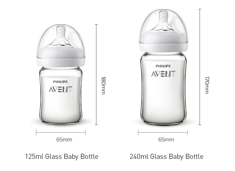 Philips Avent Glass Baby Bottle Silicone Nipple Wide Caliber for 0-1 Month Baby