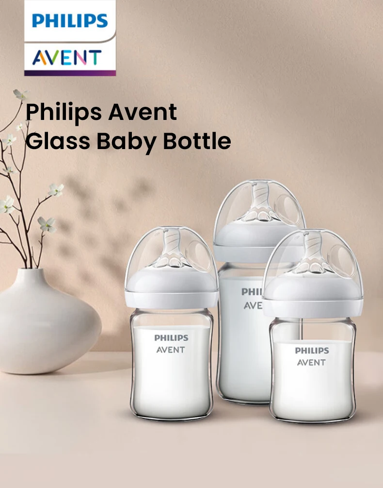 Philips Avent Glass Baby Bottle Silicone Nipple Wide Caliber for 0-1 Month Baby