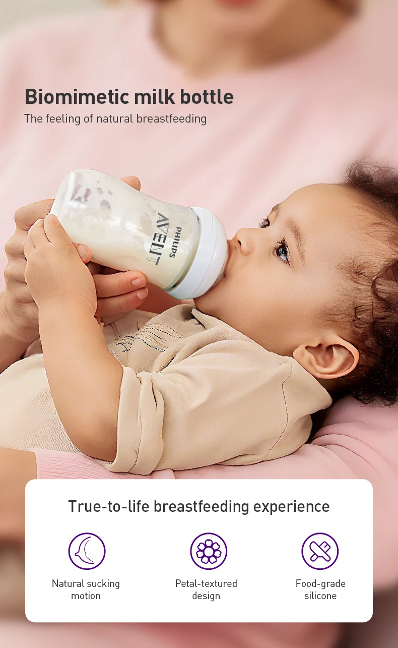 Philips Avent Glass Baby Bottle Silicone Nipple Wide Caliber for 0-1 Month Baby