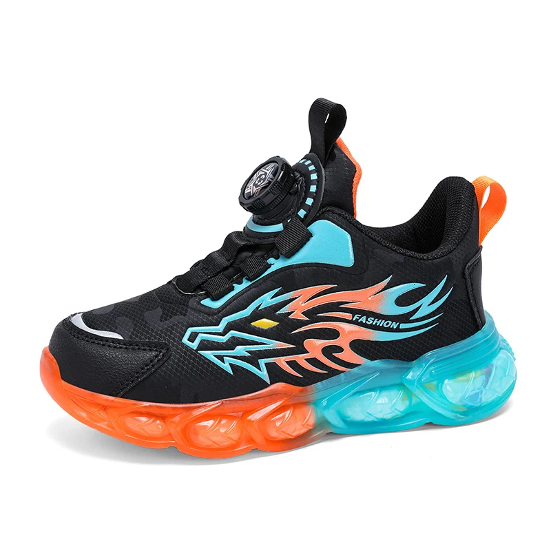 New Anti-skid Leather Kids Sneakers for Boys Running Walking Lightweight Casual Shoes With Fashion Dragon Pattern Size 28-39