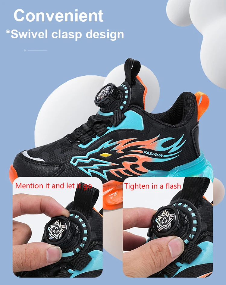 New Anti-skid Leather Kids Sneakers for Boys Running Walking Lightweight Casual Shoes With Fashion Dragon Pattern Size 28-39