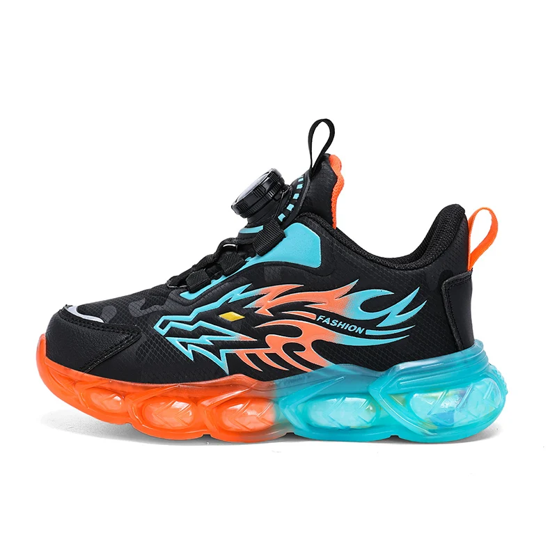 New Anti-skid Leather Kids Sneakers for Boys Running Walking Lightweight Casual Shoes With Fashion Dragon Pattern Size 28-39