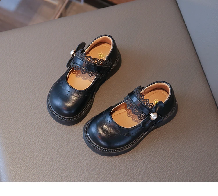 Girls Small Leather Shoes Size 23-36 Soft Bottom Leather Children's Single Shoes Beige Fashion Versatile Children's Baby Shoes