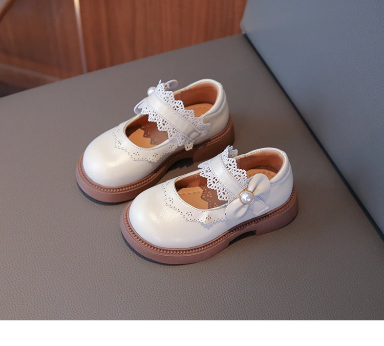 Girls Small Leather Shoes Size 23-36 Soft Bottom Leather Children's Single Shoes Beige Fashion Versatile Children's Baby Shoes