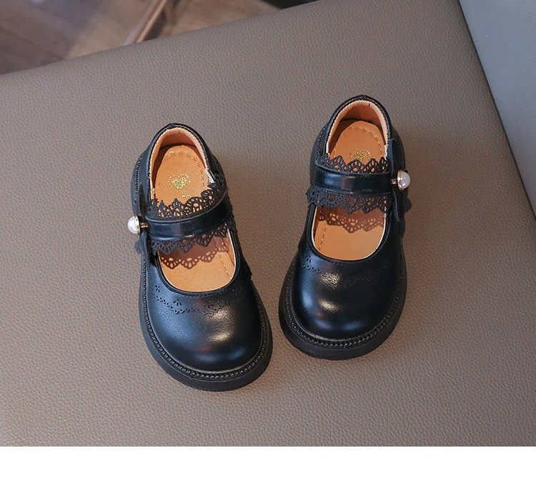 Girls Small Leather Shoes Size 23-36 Soft Bottom Leather Children's Single Shoes Beige Fashion Versatile Children's Baby Shoes