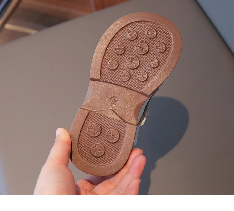 Girls Small Leather Shoes Size 23-36 Soft Bottom Leather Children's Single Shoes Beige Fashion Versatile Children's Baby Shoes
