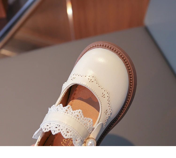 Girls Small Leather Shoes Size 23-36 Soft Bottom Leather Children's Single Shoes Beige Fashion Versatile Children's Baby Shoes