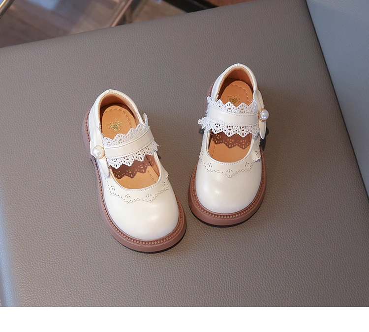 Girls Small Leather Shoes Size 23-36 Soft Bottom Leather Children's Single Shoes Beige Fashion Versatile Children's Baby Shoes