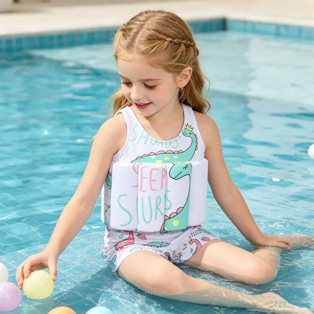 Buoyancy Swimsuit Kids One Piece Boys Girls Swimwear Suit Baby 1 2 3 4 5 Yrs Blue Space Dinosaur Children Swimming Training Vest