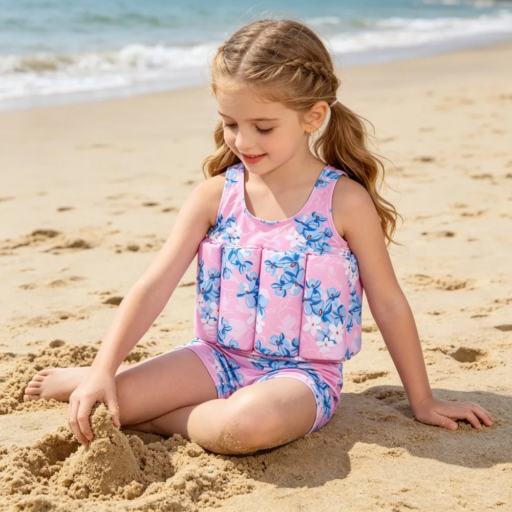 Buoyancy Swimsuit Kids One Piece Boys Girls Swimwear Suit Baby 1 2 3 4 5 Yrs Blue Space Dinosaur Children Swimming Training Vest