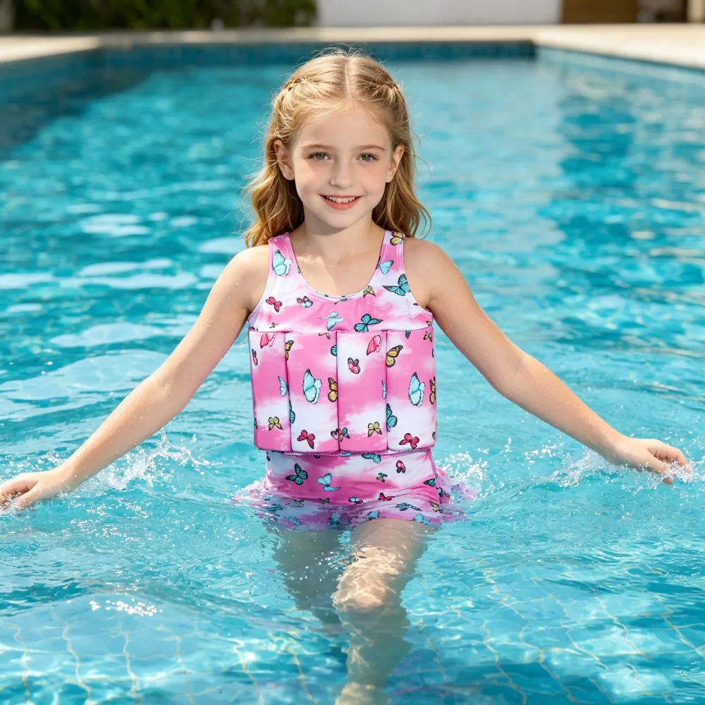 Buoyancy Swimsuit Kids One Piece Boys Girls Swimwear Suit Baby 1 2 3 4 5 Yrs Blue Space Dinosaur Children Swimming Training Vest