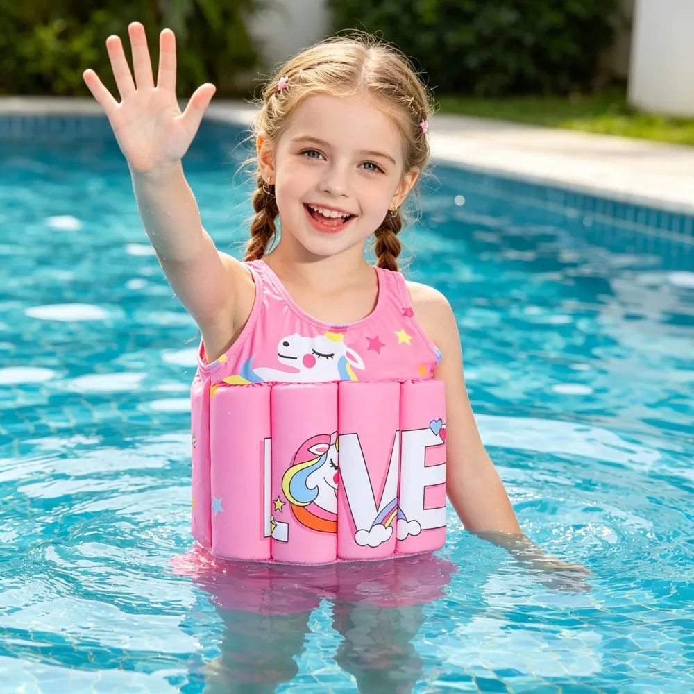 Buoyancy Swimsuit Kids One Piece Boys Girls Swimwear Suit Baby 1 2 3 4 5 Yrs Blue Space Dinosaur Children Swimming Training Vest