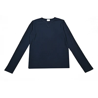 Kids Shirt Dark Navy Blue Boy and Girls Casual School Shirt Long Sleeves Top Round Neck Children Clothes Logo Embroidery