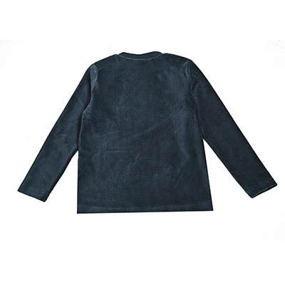 Kids Shirt Dark Navy Blue Boy and Girls Casual School Shirt Long Sleeves Top Round Neck Children Clothes Logo Embroidery