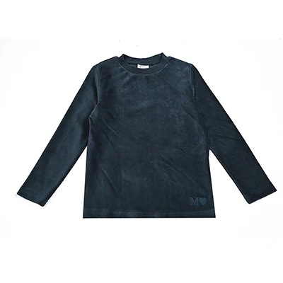 Kids Shirt Dark Navy Blue Boy and Girls Casual School Shirt Long Sleeves Top Round Neck Children Clothes Logo Embroidery