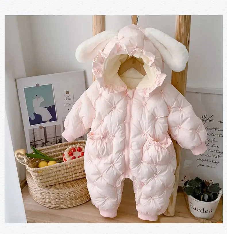 Thick New Winter Clothes Jumpsuit Cotton Clothes Baby Romper Clothes Super Cute Going Out 100 Days Newborn Loungewear Outfit