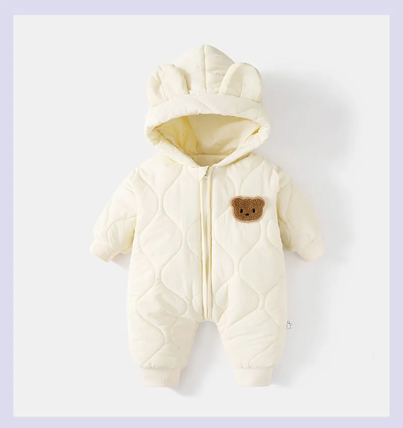  Winter Baby Outwear Clothing Fur Lining Warm Toddler Girl's Boy's Rompers Cartoon Bear Infant Jumpsuit