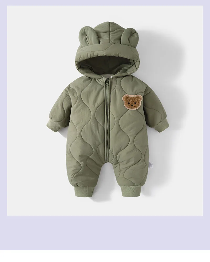  Winter Baby Outwear Clothing Fur Lining Warm Toddler Girl's Boy's Rompers Cartoon Bear Infant Jumpsuit
