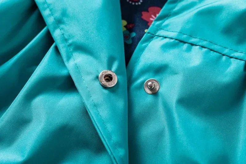 Spring And Autumn Girls Raincoat Waterproof Hooded Jacket Boys Rainwear Fashion Print Long Sleeve Outerwear Children's Clothing