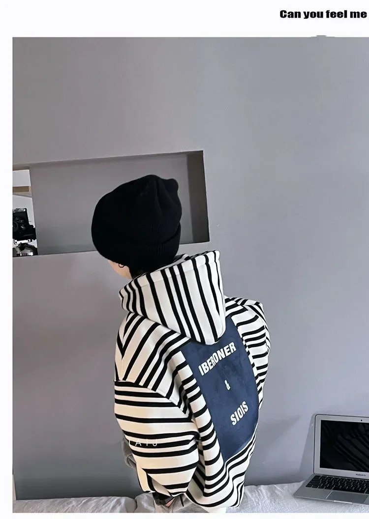 ZOETOPKID Spring Autumn School Kids 2PCS Tracksuit Boys Loose Striped Sweatshirt+Gray Sweatpant Workout Sets Child Jogger Outfit