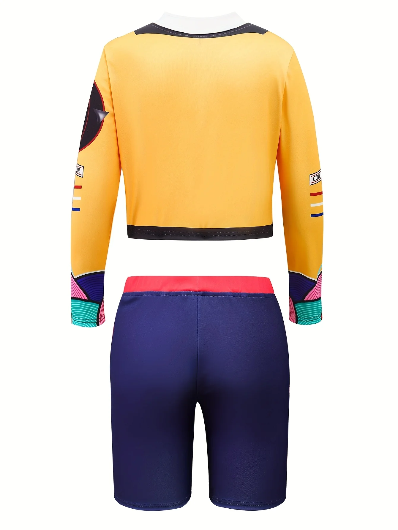 Girls' Casual Outfit: Long-Sleeved Top + Tight Shorts Two-Piece Set with Cartoon Print, Fashionable and Versatile, Suitable for Girls Aged 4-11, for Home and Outings