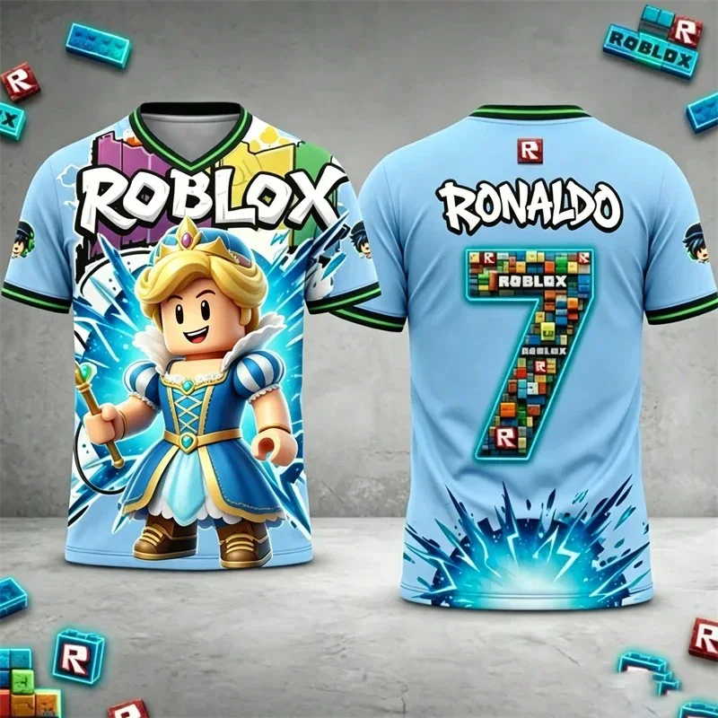 3D Roblox Robot Kids T-Shirt Custom Name Boys Girls Summer Short Sleeve Breathable Sport Jersey Casual Game Print Tee Tops Gifts