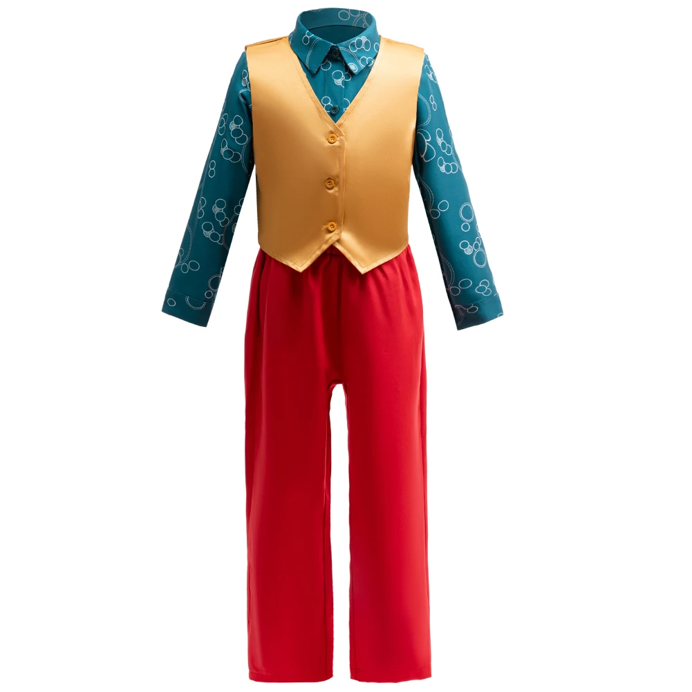 Boys Clown Cosplay Halloween Costume Red Suits Kids Jacket Shirt Vest Pants Suits For Movie Circus Joker Party Carnival Outfit