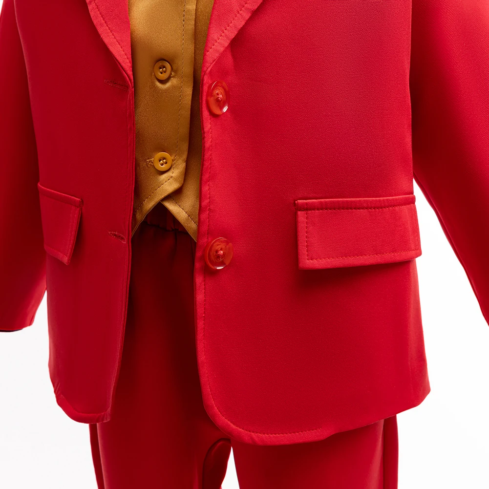 Boys Clown Cosplay Halloween Costume Red Suits Kids Jacket Shirt Vest Pants Suits For Movie Circus Joker Party Carnival Outfit