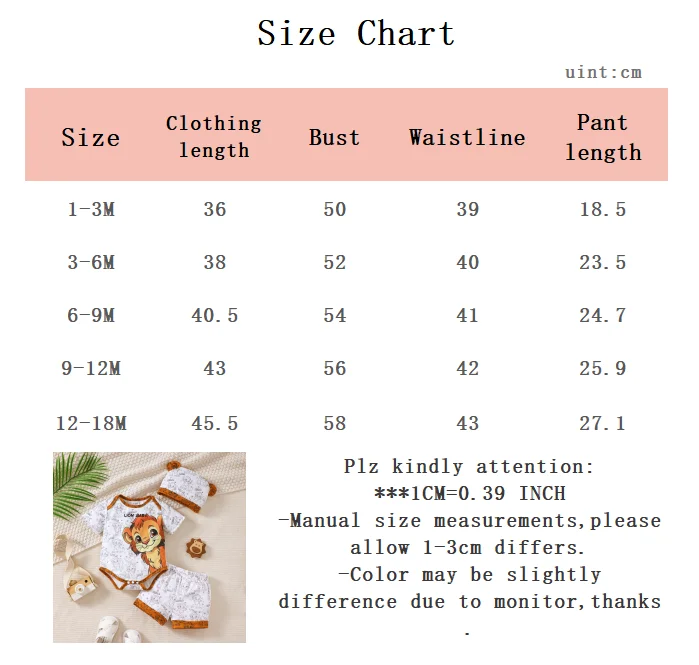 3Pcs Baby Boy Summer Set Cartoon Lion Full Print Top, Pants, Hat Fashion Set 0-18 Months Newborn Baby Boy